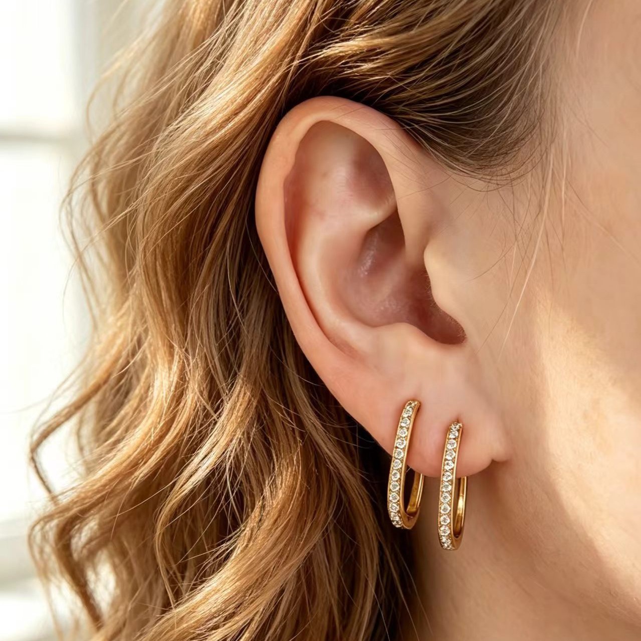 Transfronterizos personales de venta caliente de zircon pendientes de orejas de pareja sofisticados pendientes de pareja estilo francés temperamento diversificado pendientes