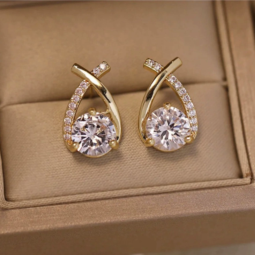 Fashionable fresh earrings, accessory, silver 925 sample, city style, 750 sample gold, wholesale