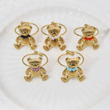 甜美可爱小熊戒指时尚学院风高级感饰品18K镀金不锈钢可调节戒指