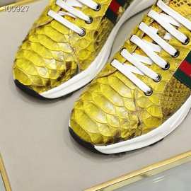 2023新款蛇皮运动鞋男成功人士真 皮休闲鞋高尔夫鞋钉大底运动鞋