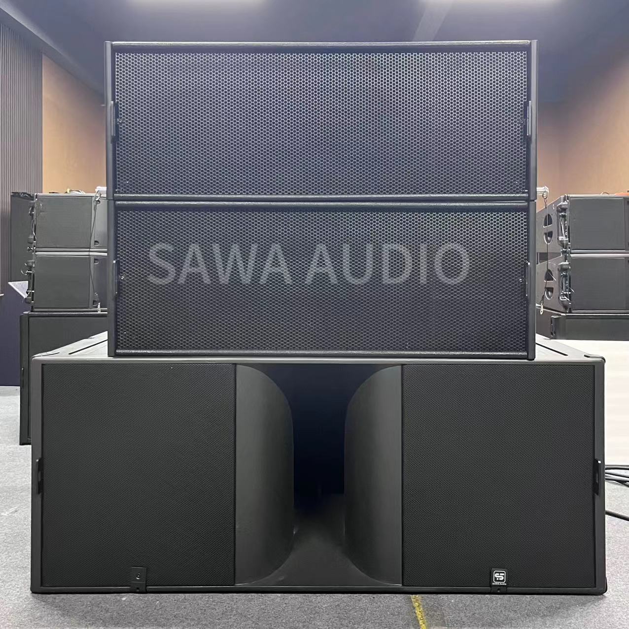 Audio de matriz de línea profesional de rendimiento al aire libre de triple frecuencia de 12 pulgadas, altavoz de barra de conferencia de alta potencia y alta presión