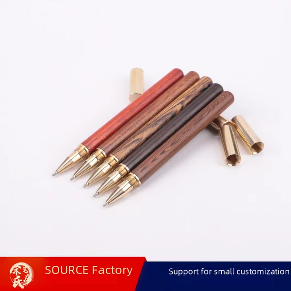 Manufacturer Wholesale Brass Sandalwood Signature Pen Gel Pen Water Pen Solid Wood Business Black Ball Pen Engraved Logo