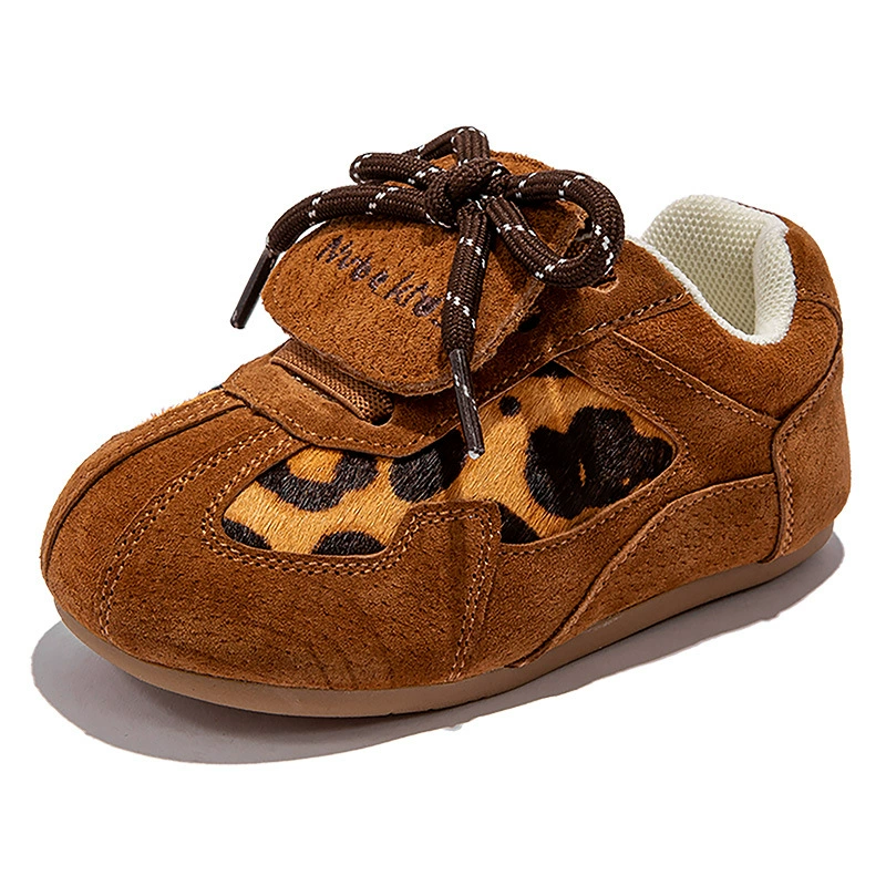 Sports shoes girl's, footwear for leisure, genuine leather, soft sole