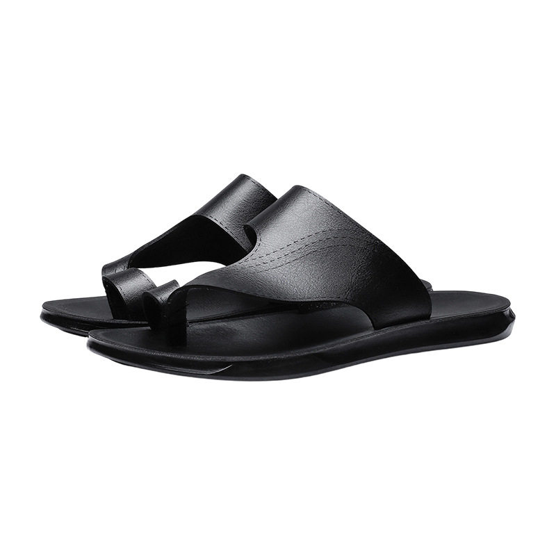 Dép sandal nam quai ngang xỏ ngón cỡ lớn, đế PU chống trượt, thoáng khí, phong cách casual — Vàng nâu, màu đen, Đỏ nâu