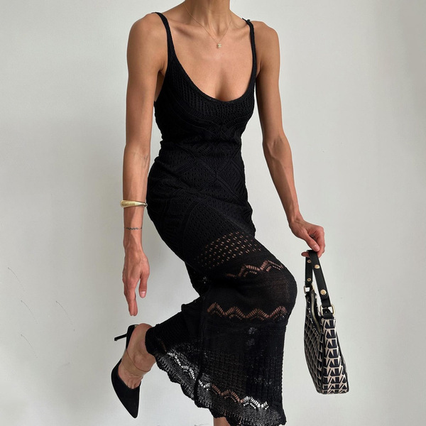 Knitted summer long skirt