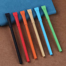 厂价批发卷纸笔环保牛皮纸管笔logo印刷简易糖果色广告笔圆珠笔