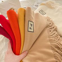 300g仿羊绒围巾纯色披肩羊绒围巾手感高档纯色围巾批发礼品围巾女