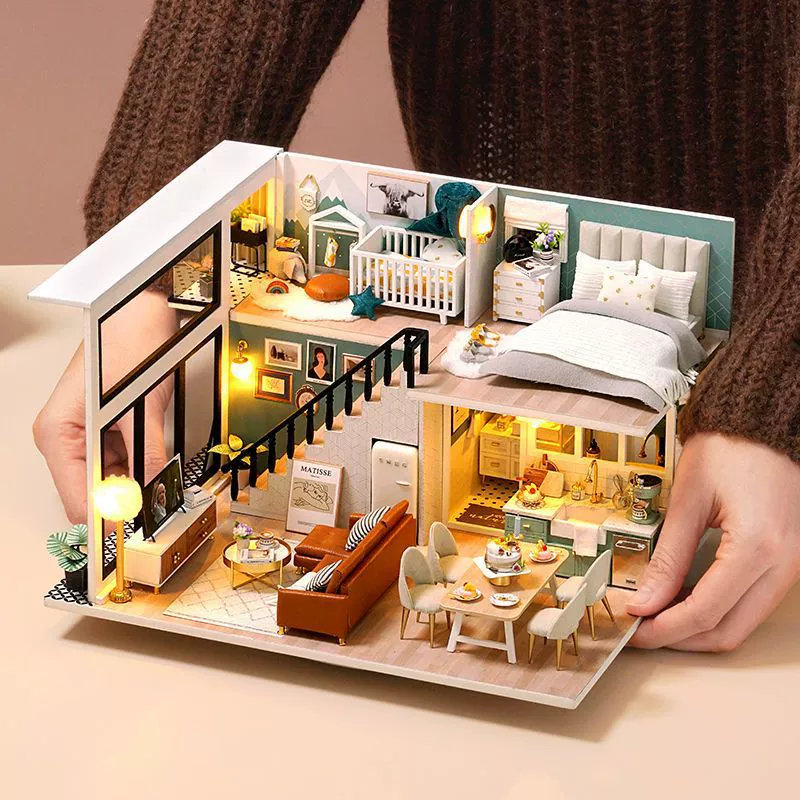 Comfortable hut, three dimensional brainteaser, constructor, handmade, handicrafts, in 3d format
