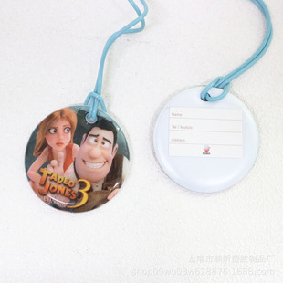 Customized Pvc Round Colorful Luggage Tag Creative Cartoon Card Insert Tag Travel Business Trip Identification Sign