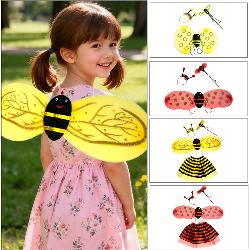 Halloween Children's Performance June 1St Bee Wings Angel Ladybug Four-Piece Set Yellow Performance Costume Stage Props