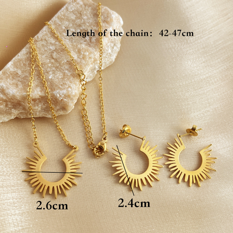 Casual Retro Sun 304 Stainless Steel Earrings Necklace 1 Piece 1 Pair display picture 1