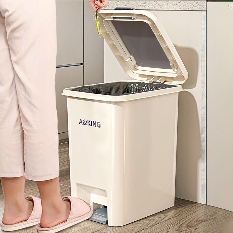 Foot-Operated Kitchen Trash Can with Lid for Home Use, Large Foot-Pedal Waste Bin with Lid for Living Room, Toilet, Bathroom