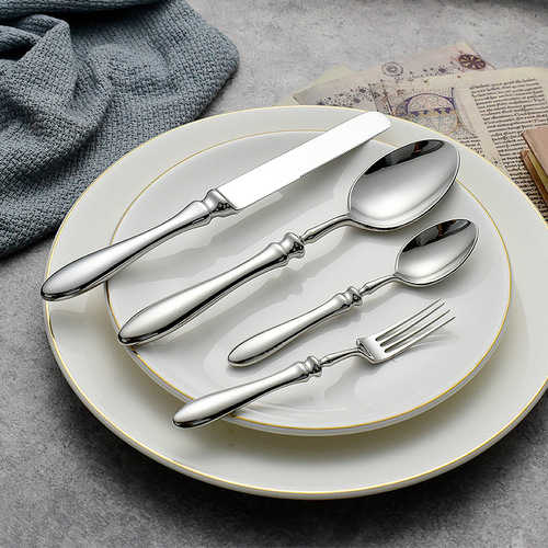 German 304 Fork Retro Stainless Steel Spoon Set Simple Western Knife Fork Spoon Set Steak Knife Dessert Fork
