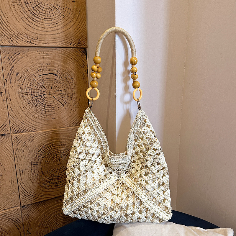 Bolsa de tejido de gran capacidad para mujeres 2026 nuevo verano de vacaciones en la playa bolsa de viaje simple bolsa de arte image 17