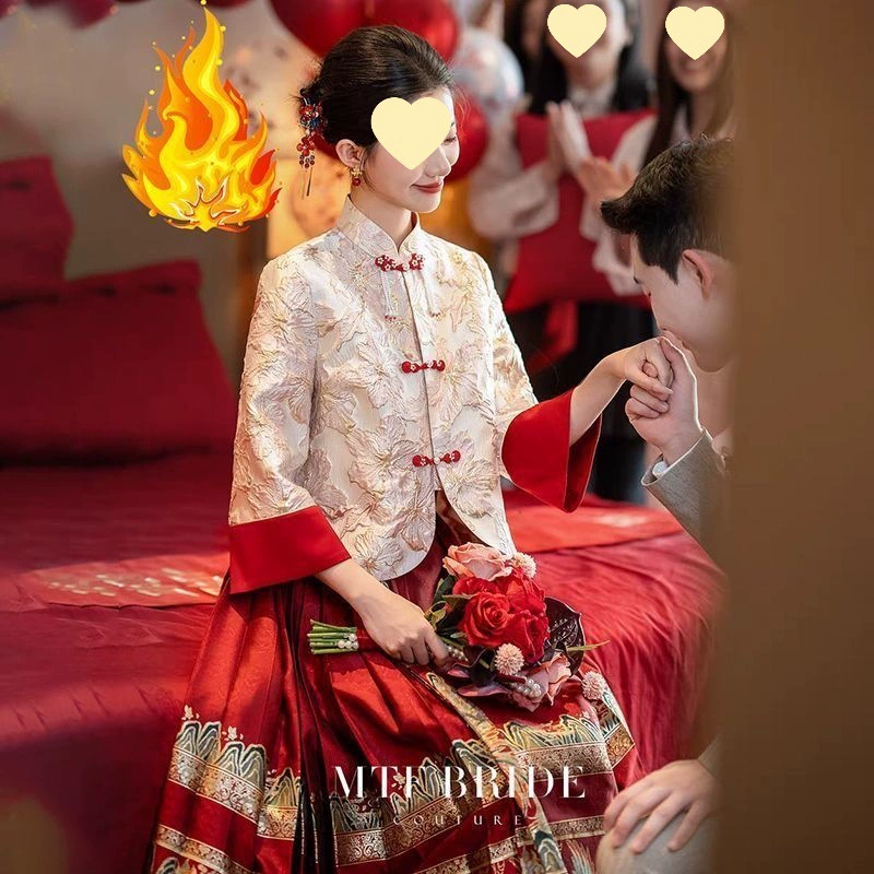 Новый продукт Man Tingfang [Yong Yule] новая китайская стиль топ женский конская маска юбка свадебное платье ханфу костюм поджаривания костюм заказ