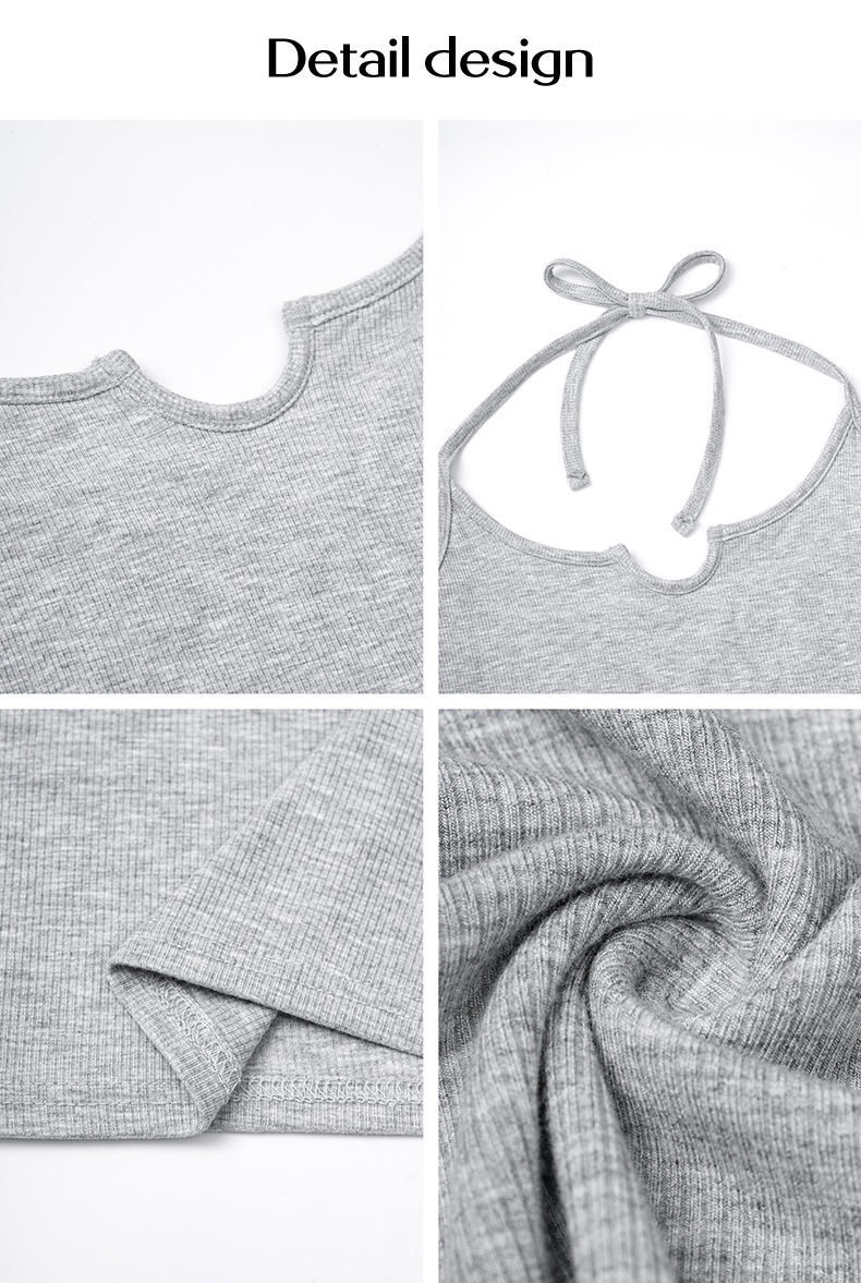 68g Weight Spandex, Viscose fiber Fabric Type Short Top Length Tank Top Tops Type Daily Occasion Halter Neck Neckline Slim Fit Type Solid Color Pattern 2025 Spring and Summer Season Women's Gender Backless Design Sexy Style Wholesale Women's Sexy Solid Color Backless Tank Tops 30