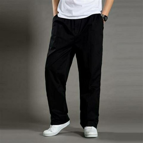 Summer pure cotton youth casual trousers slightly elastic solid color waist elastic tie wear-resistant and stain-resistant work trousers