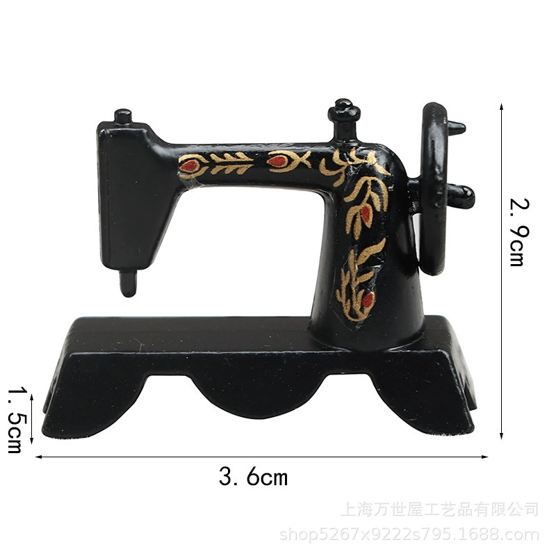 Small realistic black old-fashioned doll house, scale 1:12