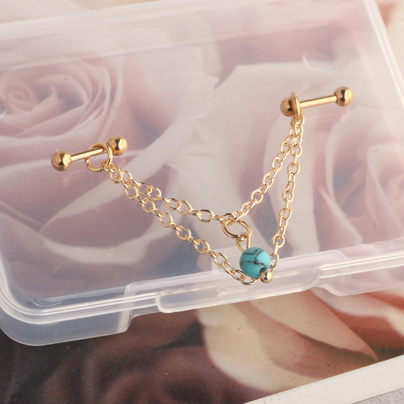 Star Stainless Steel Tragus Earring European American Piercing Jewelry Rose Gold detail image 9