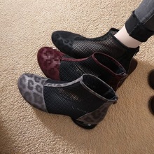 2025新款春夏季镂空短靴网靴子网纱凉靴女鞋圆头豹纹罗马凉鞋