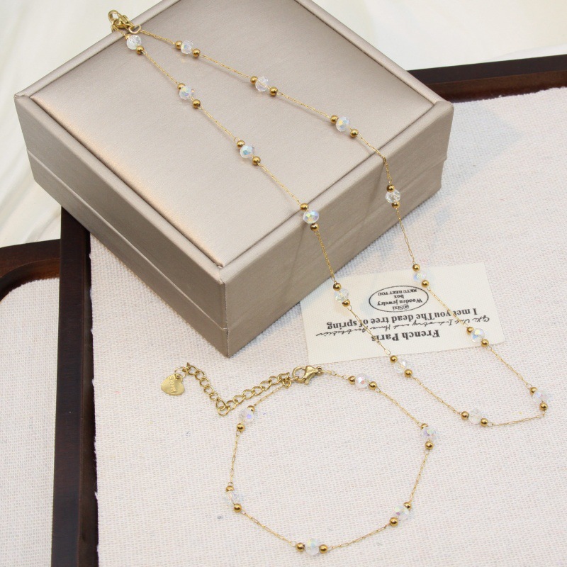 Starry Bead Necklace for Women 2026 New Tassel Beaded Necklace Light Luxury Niche Collarbone Chain Neck Jewelry