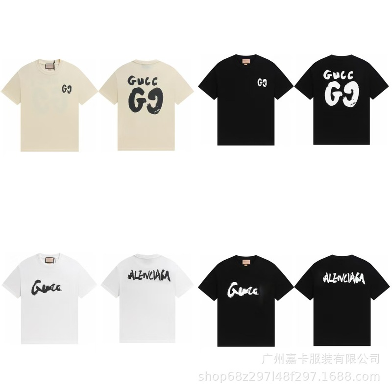 クロスボーダーハイエンドGファミリーTシャツラウンドネックフロントロゴ柄シリーズカジュアル男女同型半袖Tシャツ|undefined