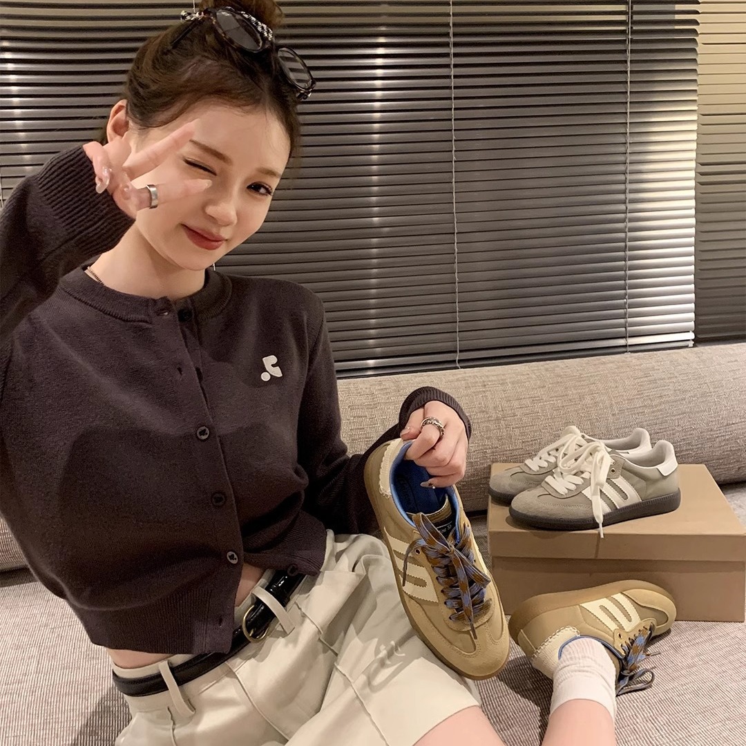 [sheii Su] Zapatos deportivos casuales de cuero suave retrógrado de estilo americano zapatos de entrenamiento de mujeres