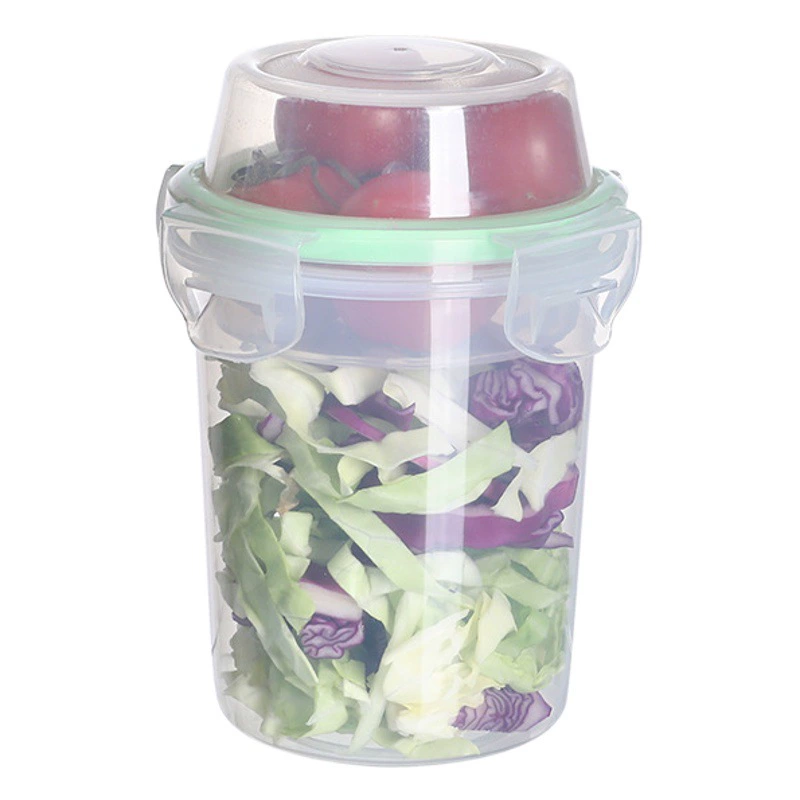 Двухслойный резервуар для хранения переносная чашка для салата с крышкой пластиковая герметичная емкость для йогурта детская пищевая добавка герметичная коробка производителей на складе