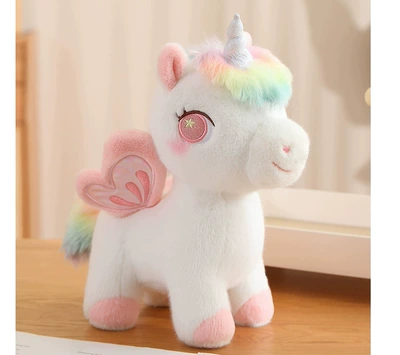 New Colorful Pegasus Pillow, Girly Unicorn Doll, Children's Comfort Angel Horse Plush Toy Gift Cushion (Oyuncaq yastıqlar) - pink-25cm