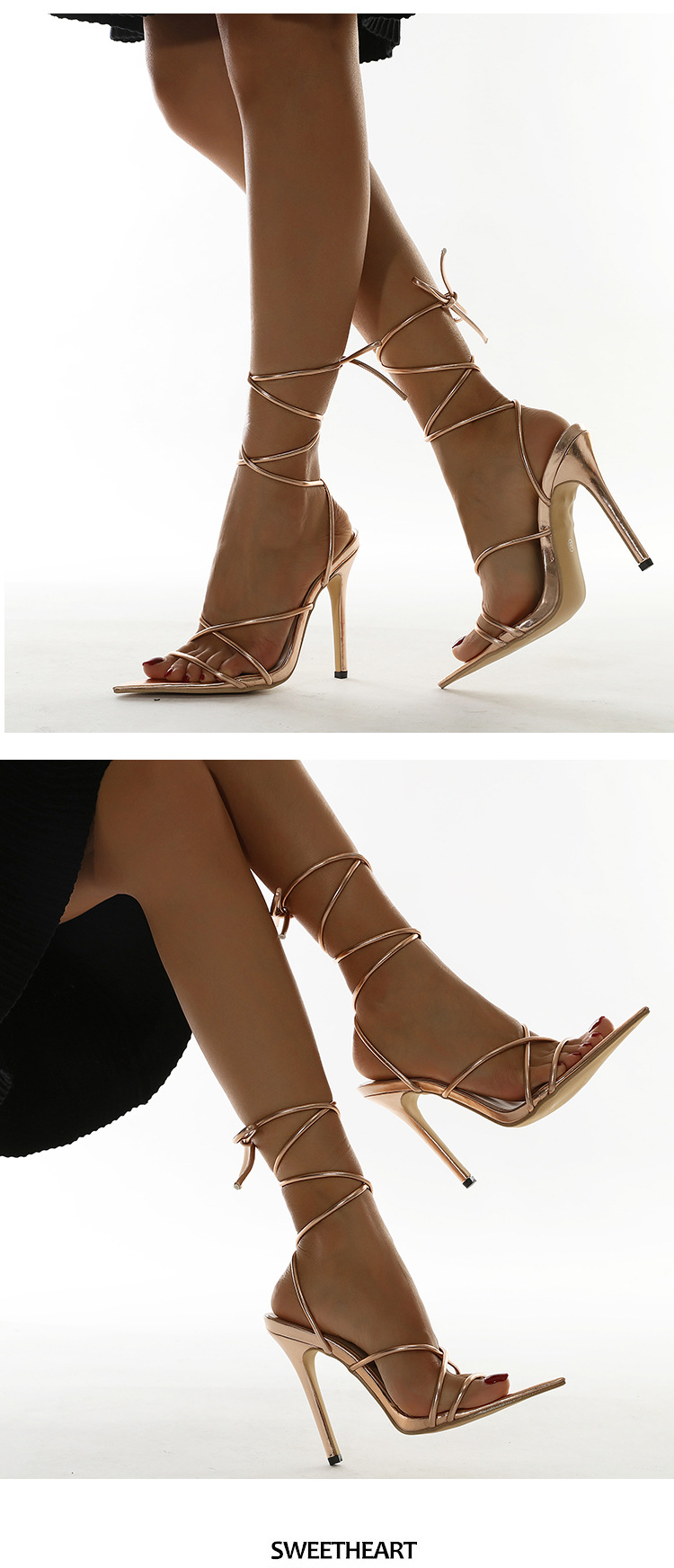 strap stiletto high-heeled gold large size sandals  NSSO27015