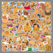 100张水豚滴胶贴纸卡通动物可爱防水装饰diy手账行李箱手机壳贴纸