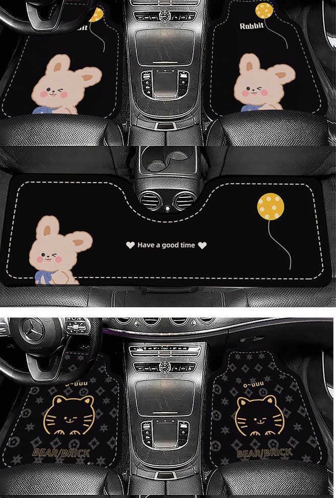 Cartoon Crystal Velvet Car Floor Mats, Universal, Easy to Care For, Stain-Resistant, Non-Slip Mats, Washable, Wear-Resistant Mats, Available for Wholesale