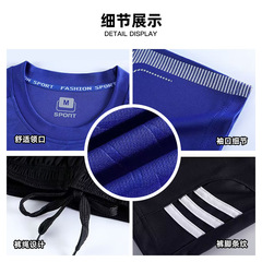 Sports short-sleeved T-shirts for couples, summer breathable quick-drying clothes, loose ice silk casual thin fitness training set