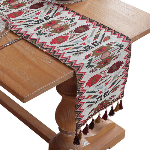 American retro long table flag tea seat Western table flag cloth light luxury jacquard embroidery long table cloth wholesale
