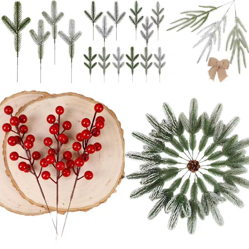 Simulated Green Plants, Pine Needles, Red Berries, Flower Arrangements, Decorative Ornaments, Christmas Scene Arrangements, Garlands, DIY Accessories Wholesale Simulated Green Plants, Pine Needles, Red Berries, Flower Arrangements, Decorative Ornaments, Christmas Scene Arrangements, Garlands, DIY Accessories Wholesale