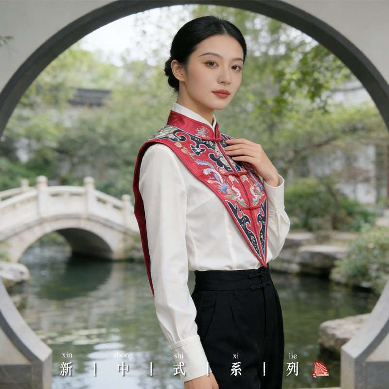 New Chinese-Style Detachable Collar Cloud Shoulder Cape High-End Hanfu Top Shawl Accessory for Women, Fashionable and Versatile, National Style, New Spring and Autumn Model