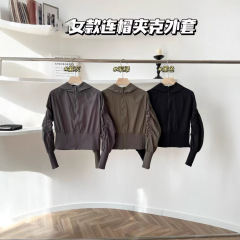 030447春の新商品のレディースフード付きジャケット2025ゆったりとしたギャルショートタイプの三色コート