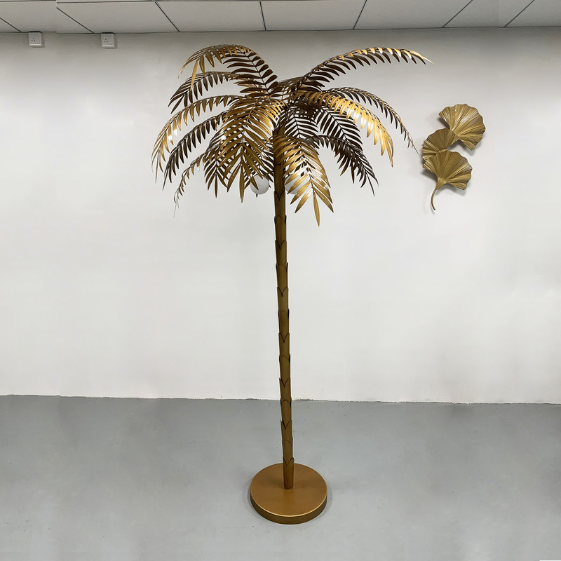Retro creative art simulation plant floor lamp sales office Hotel Club Villa coconut tree iron floor lamp