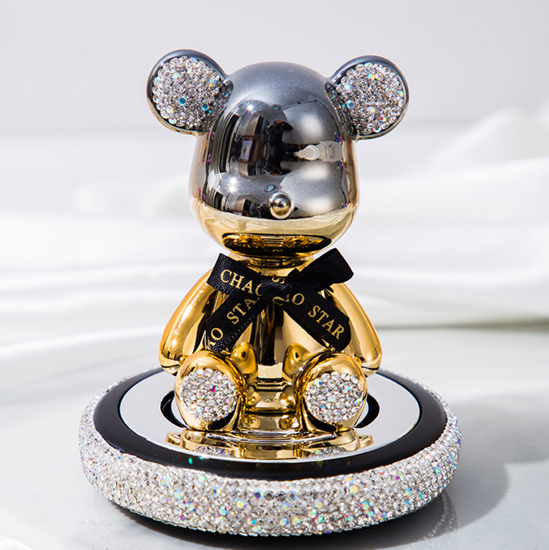 Creative diamond-encrusted shaking head violent bear ornaments car perfume aromatherapy cartoon bear car perfume decorations
