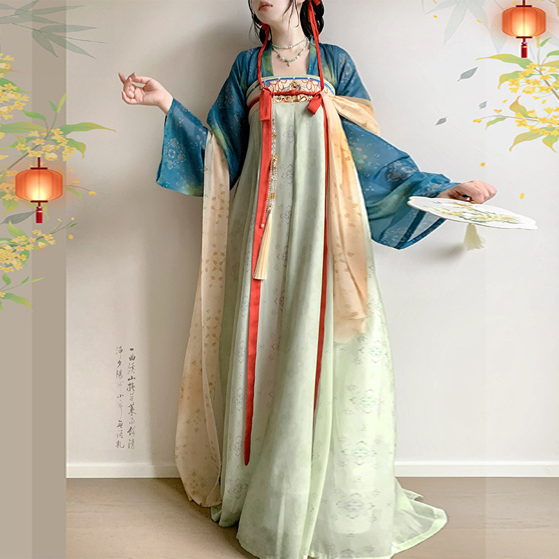 汉虞葵汉服套装女复原款唐制齐胸八破裙绣花日常春夏款夏季