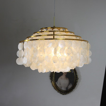 北欧贝壳风铃卧室吊灯美式轻奢枝形灯饰复古艺术客厅灯具法式跨境