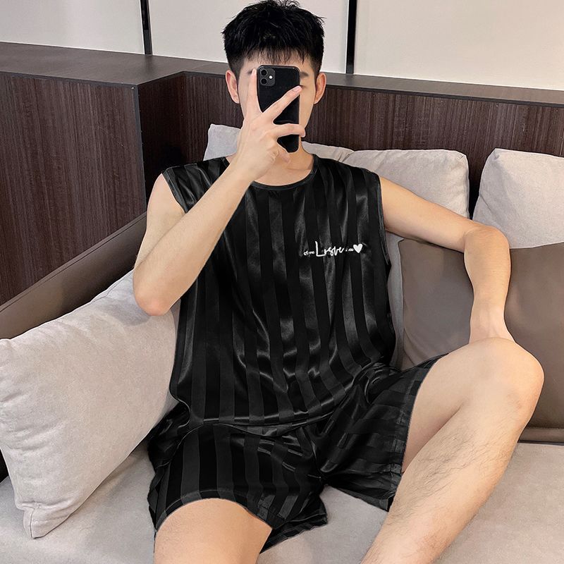 블랙 [G-아이스실크 남아조끼세트]