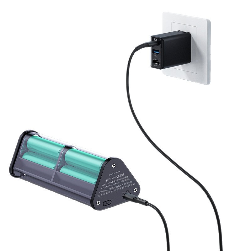 透明な高速充電はんだなし 6 セクション 18650 バッテリーモバイル電源 DIY 電源キットシェルキャンプライト付き|undefined