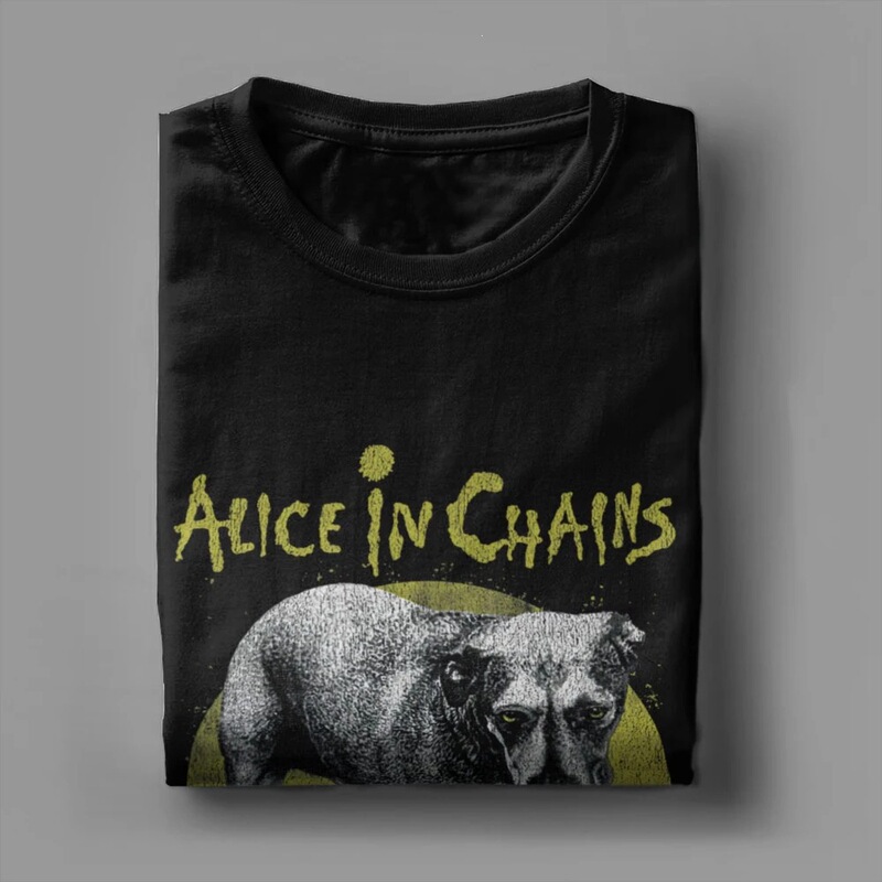 Novelty Alice in Chains Band Dog T-Shirt, Unisex Crew Neck Cotton T-Shirt, Heavy Metal Music Short Sleeve Plus Size