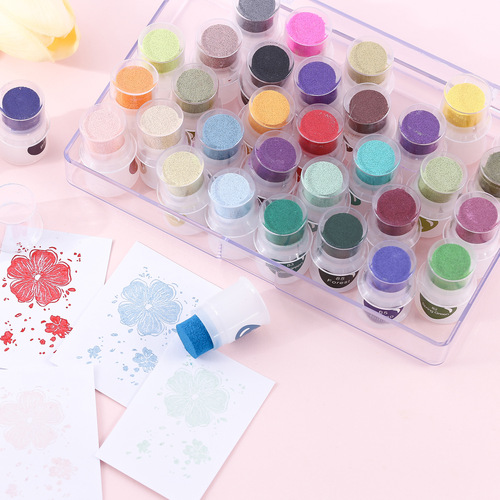Mini DIY finger printing pad series, pocket finger printing pad, cute finger painting ink pad, 35 colors boxed