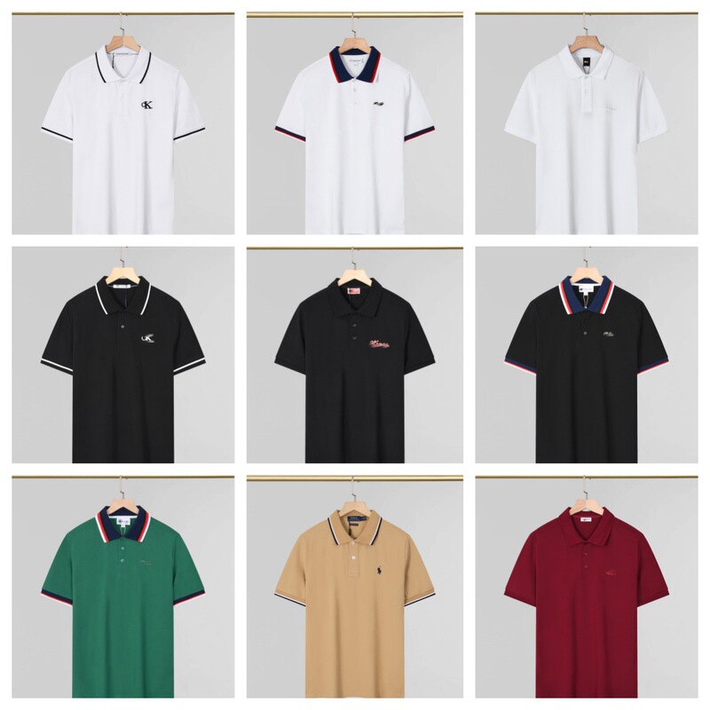 Cross-Border 26 Polo Shirts Hot-Selling Items from Armani, Prada, Tommy, and Lacoste 300g Short-Sleeve Classic New High-End Models