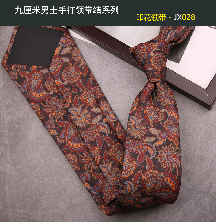 メンズ9センチプリントデザイン感レトロ花柄カジュアル正装结婚ワイド版香港风ネクタイ