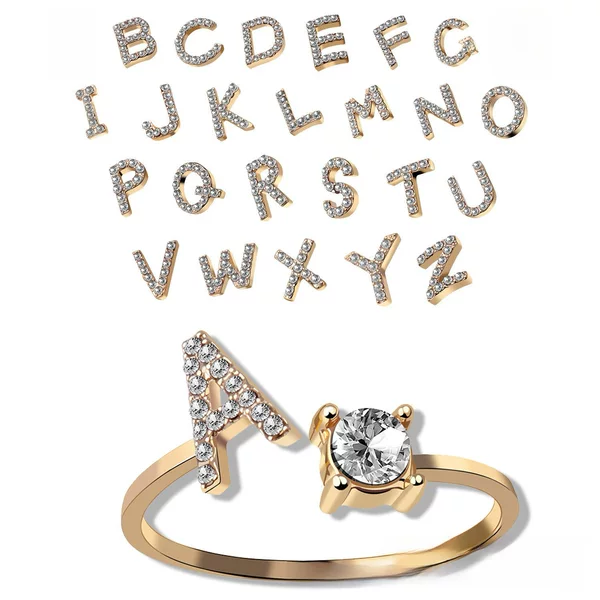 Thousands of Repeat Purchases: Ring Jewelry, Creative Adjustable Open Rings for Women, 26-Letter Rings Wholesale