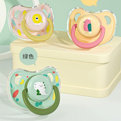 Infant pacifier 0-6-36 months, newborn anti-gas sleep type flat head pacifier with dust cover