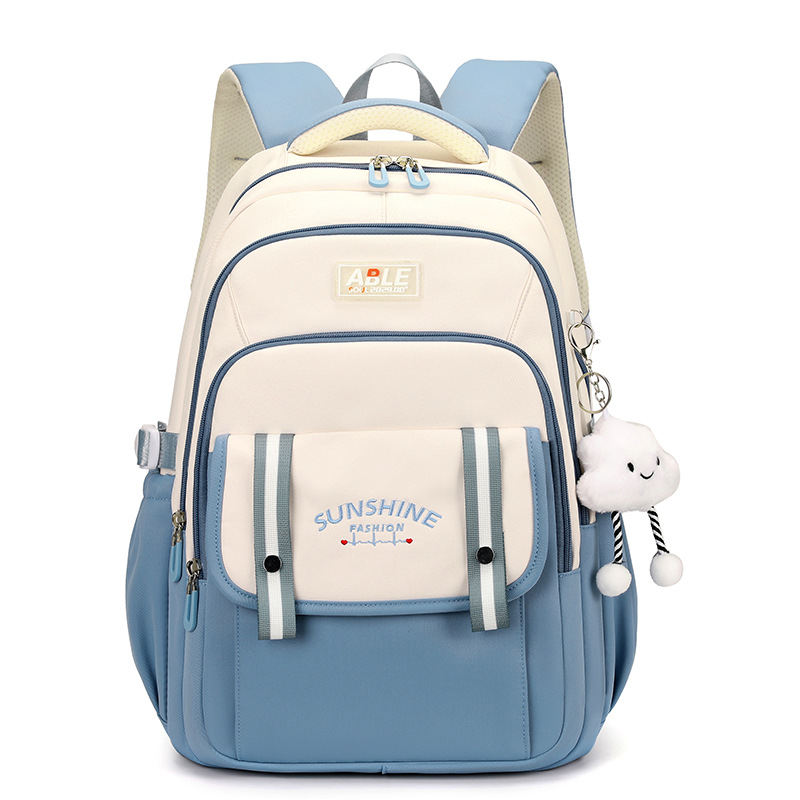 Mochila escolar para estudiantes de secundaria, escuela secundaria, gran capacidad, dibujos animados japoneses simples, mochila para estudiantes de primaria, color de contraste del campus nuevo